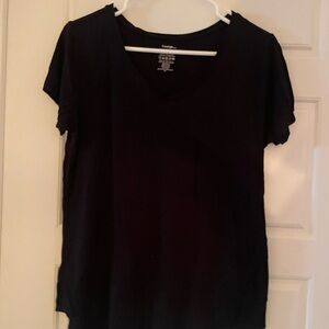 Black V-Neck Women's Top